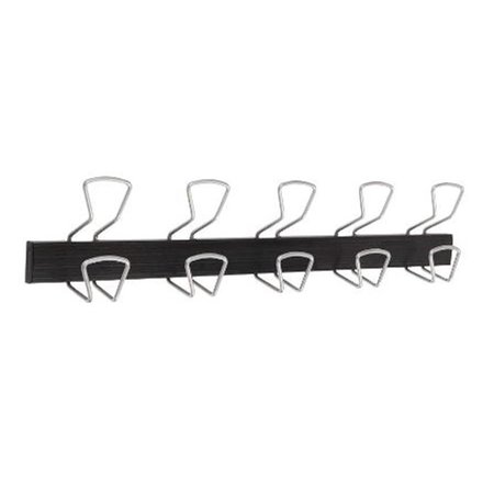 HOMERIC Modern Wall & Door Mounted Coat Hanger in Black with 5 Silver Wire Hooks HO157831